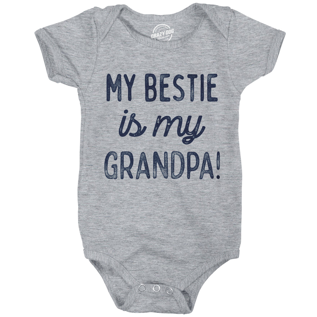 Funny Light Heather Grey - Bestie Grandpa My Bestie Is My Grandpa Onesie Nerdy grandfather Tee