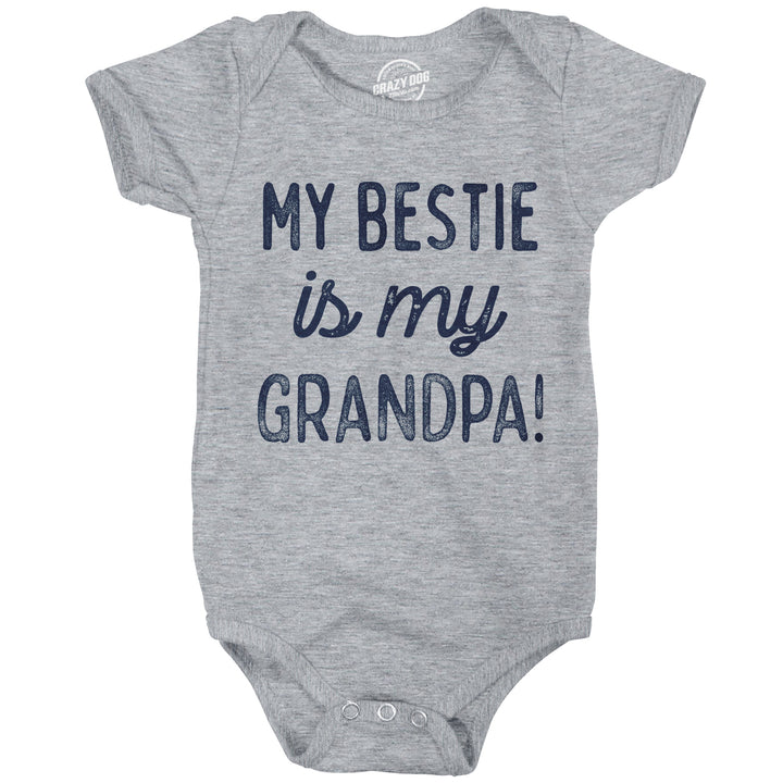 Funny Light Heather Grey - Bestie Grandpa My Bestie Is My Grandpa Onesie Nerdy grandfather Tee