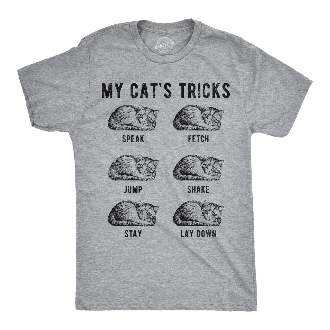 Funny Light Heather Grey - Cats Tricks My Cats Tricks Mens T Shirt Nerdy cat sarcastic Tee