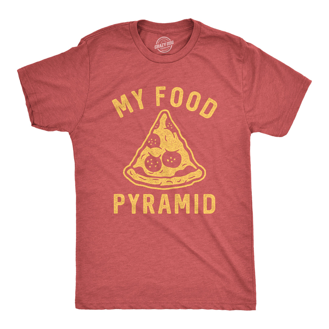Funny Heather Red - Food Pyramid My Food Pyramid Mens T Shirt Nerdy food Tee