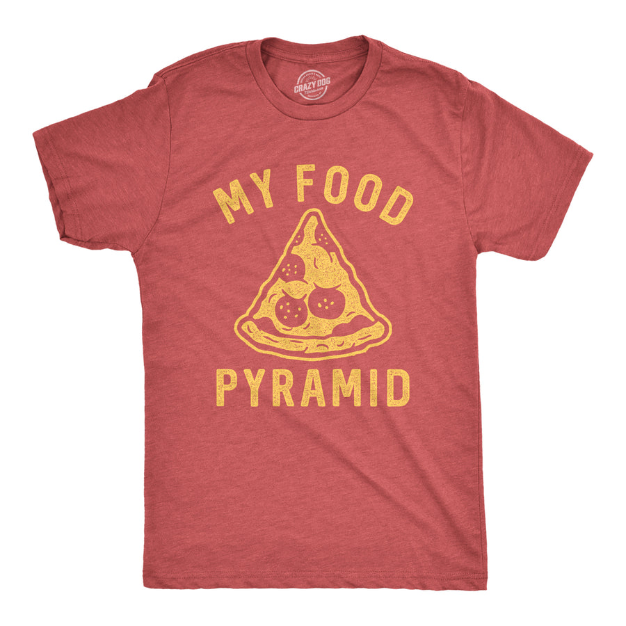 Funny Heather Red - Food Pyramid My Food Pyramid Mens T Shirt Nerdy food Tee