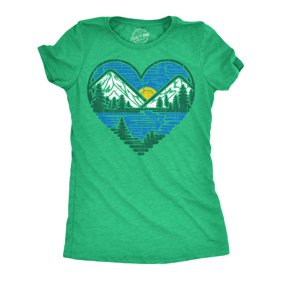 Funny Heather Green - Nature Heart Nature Heart Womens T Shirt Nerdy camping Tee
