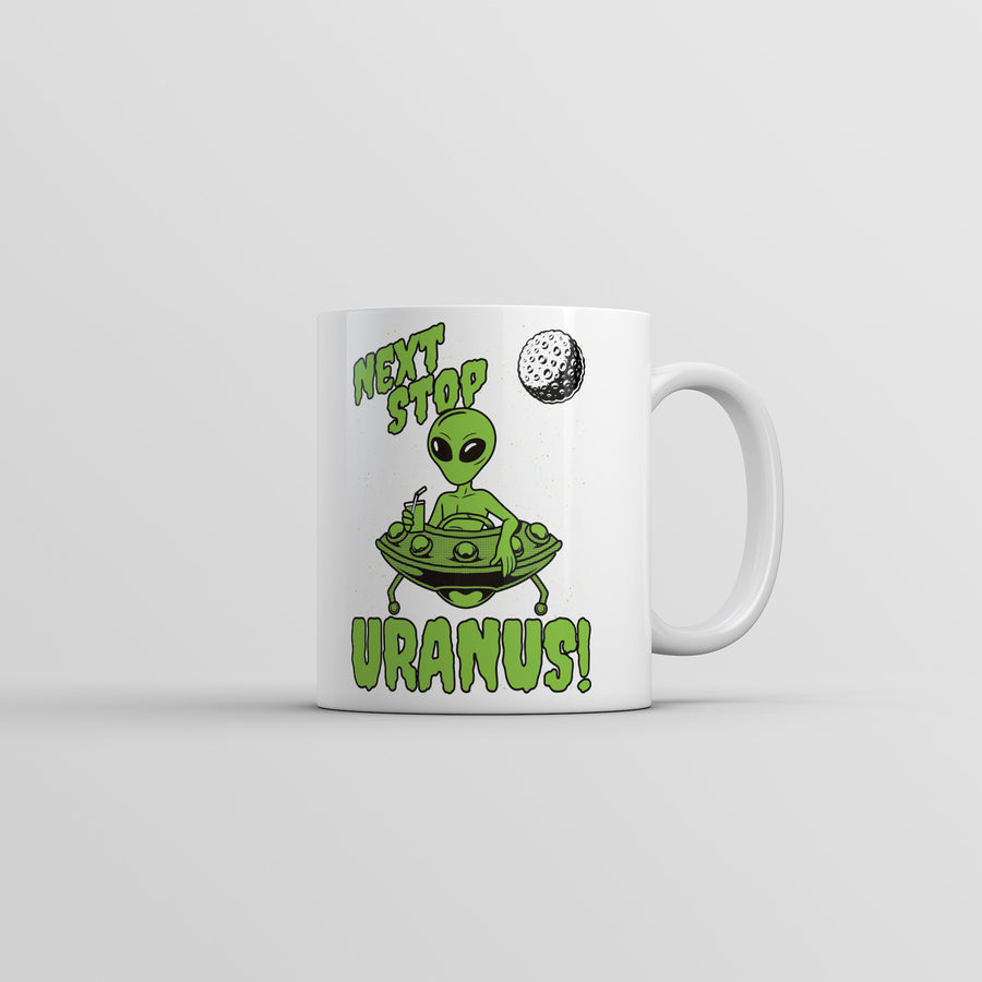 Funny White Next Stop Uranus Coffee Mug Nerdy space Tee