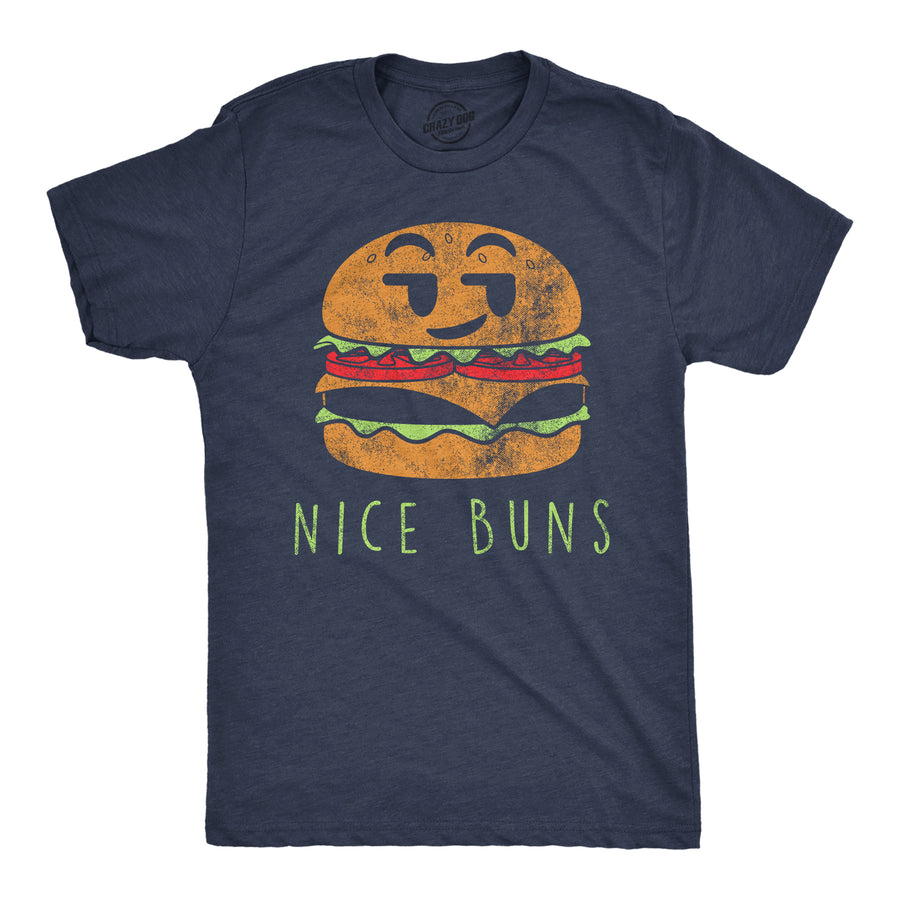 Funny Heather Navy - Nice Buns Nice Buns Womens T Shirt Nerdy food Tee