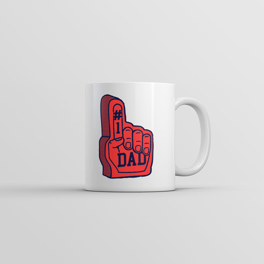 Funny White Number One Dad Foam Finger Coffee Mug Nerdy Father's Day Tee