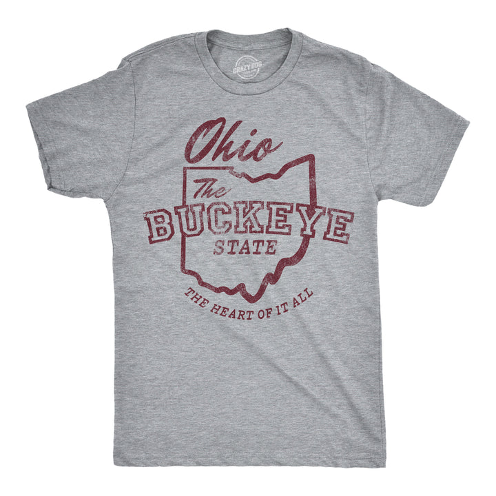 Funny Light Heather Grey - Ohio Buckeye Ohio The Buckeye State Mens T Shirt Nerdy Tee