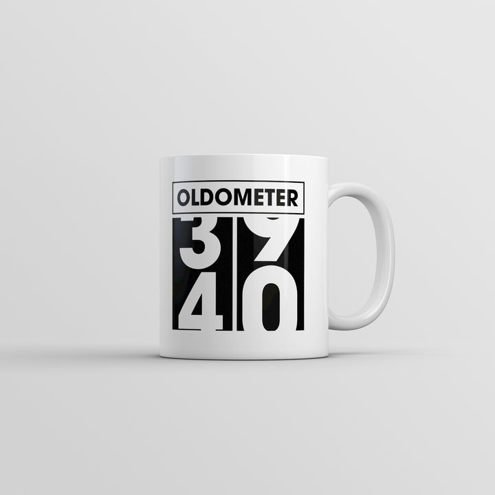 Funny White Oldometer 39 to 40 Coffee Mug Nerdy Birthday Tee