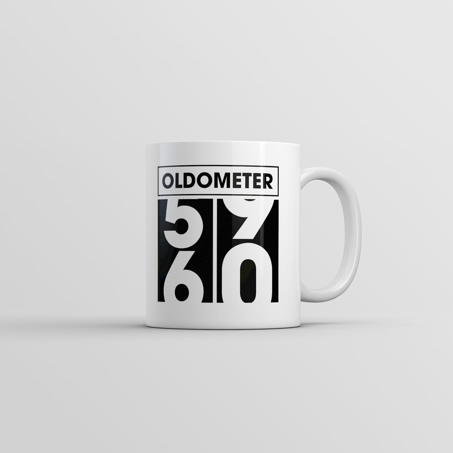 Funny White Oldometer 59 to 60 Coffee Mug Nerdy Birthday Tee