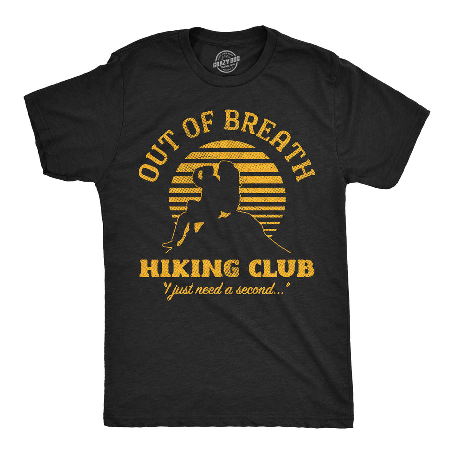 Funny Heather Black - Out Of Breath Out Of Breath Hiking Club Mens T Shirt Nerdy camping fitness sarcastic Tee