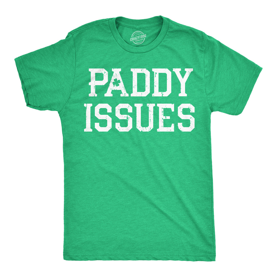 Funny Heather Green - PI Text Only Paddy Issues Mens T Shirt Nerdy Saint Patrick's Day Drinking sarcastic Tee
