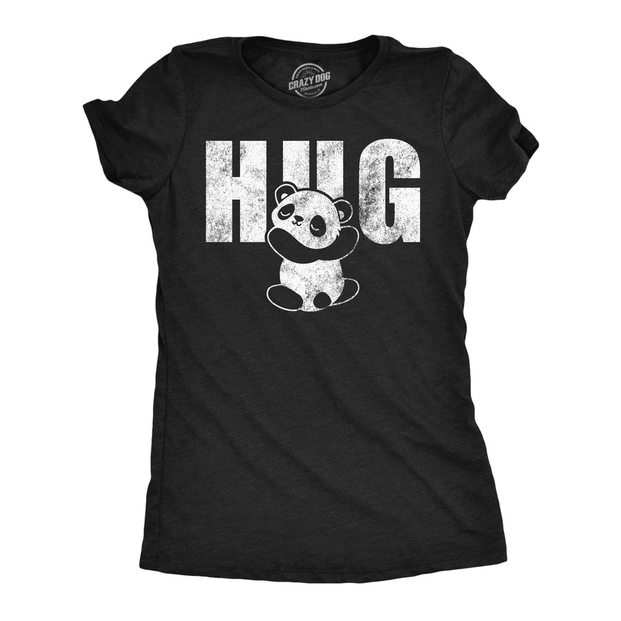 Funny Heather Black - Panda Hug Panda Hug Womens T Shirt Nerdy animal Tee