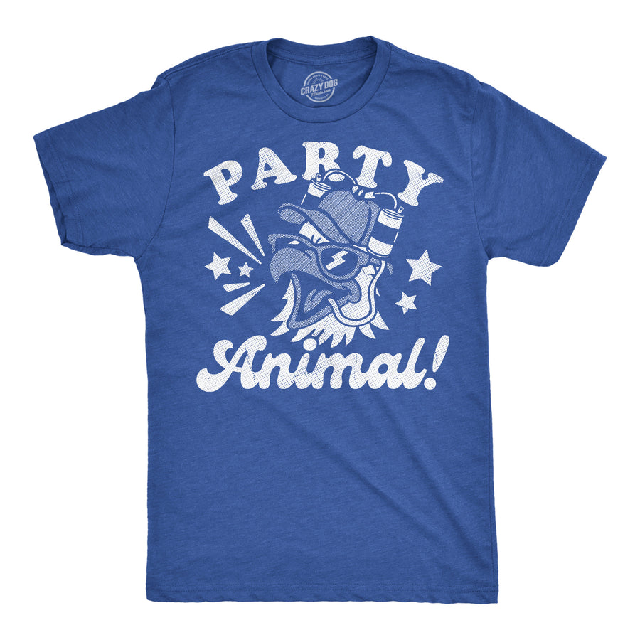 Funny Heather Royal - Party Animal Eagle Party Animal Bald Eagle Mens T Shirt Nerdy Fourth Of July animal Tee