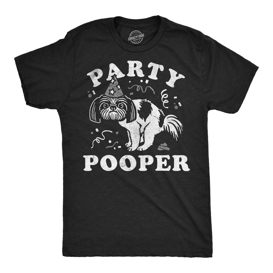 Funny Heather Black - Party Pooper Dog Party Pooper Dog Mens T Shirt Nerdy dog sarcastic Tee