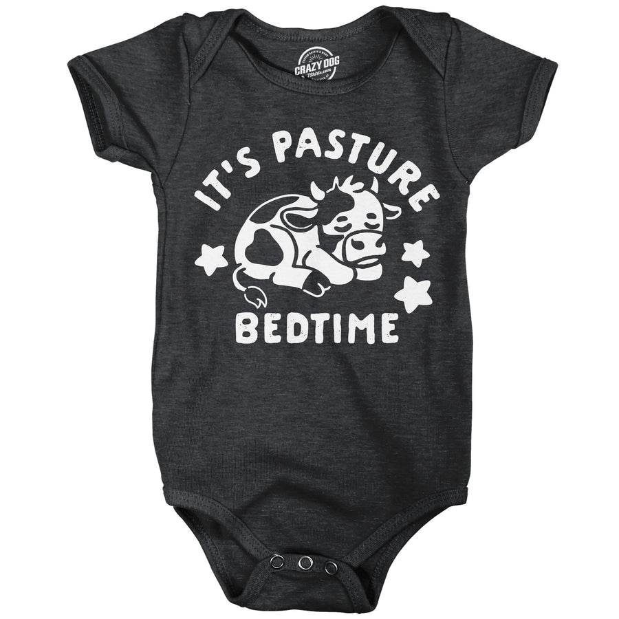 Funny Heather Black - Pasture Bedtime Its Pasture Bedtime Onesie Nerdy animal sarcastic Tee