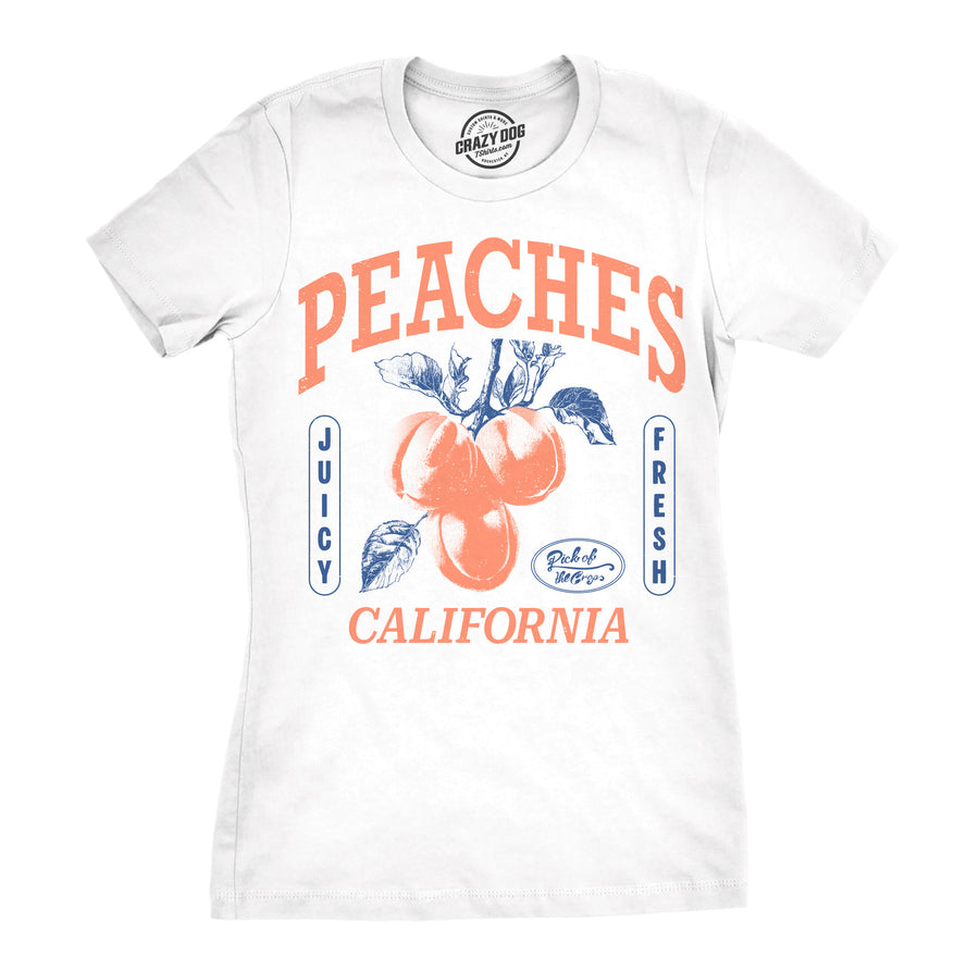 Funny White - Peaches California Peaches California Womens T Shirt Nerdy food Tee