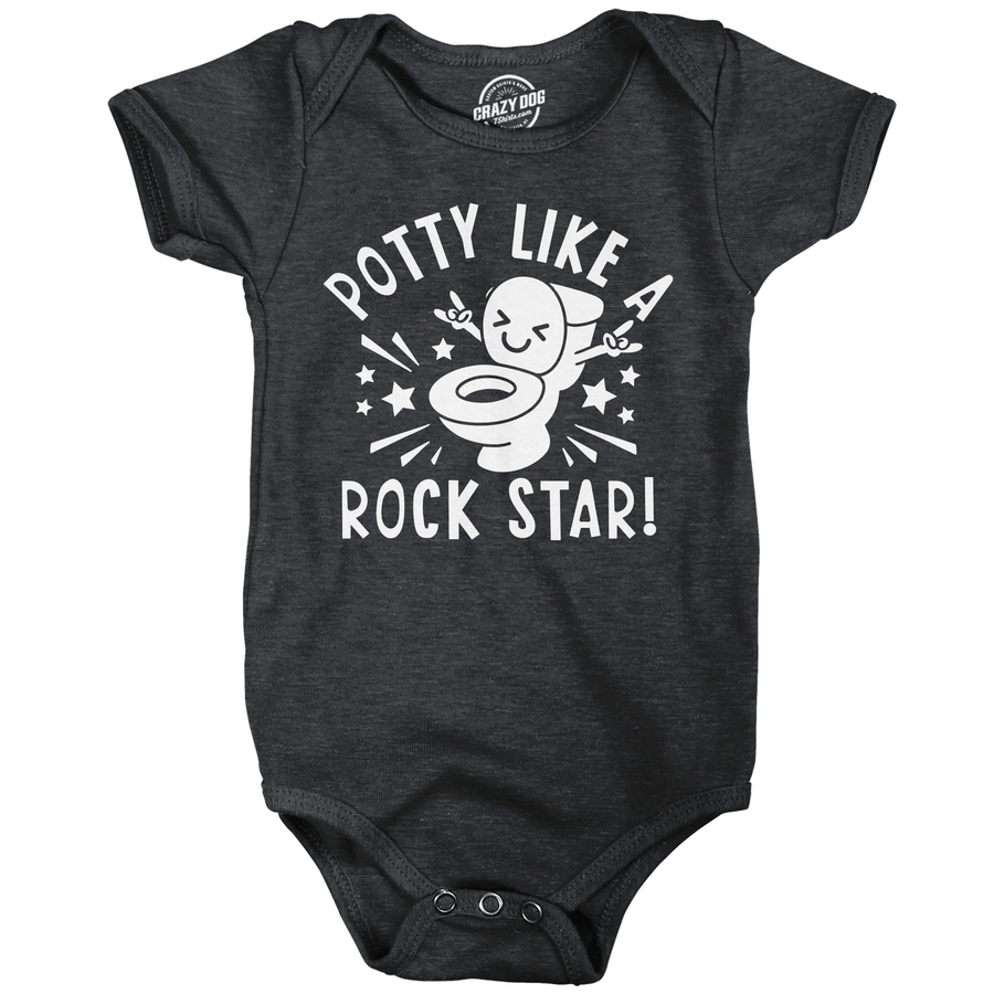 Funny Black - Potty Rock Star Potty Like A Rock Star Onesie Nerdy toilet sarcastic Tee