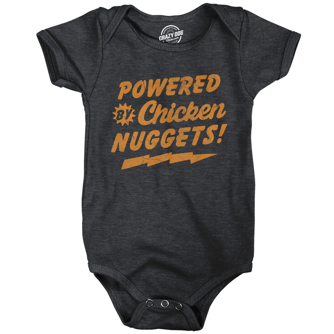 Funny Heather Black - Chicken Nuggets Powered By Chicken Nuggets Onesie Nerdy food sarcastic Tee