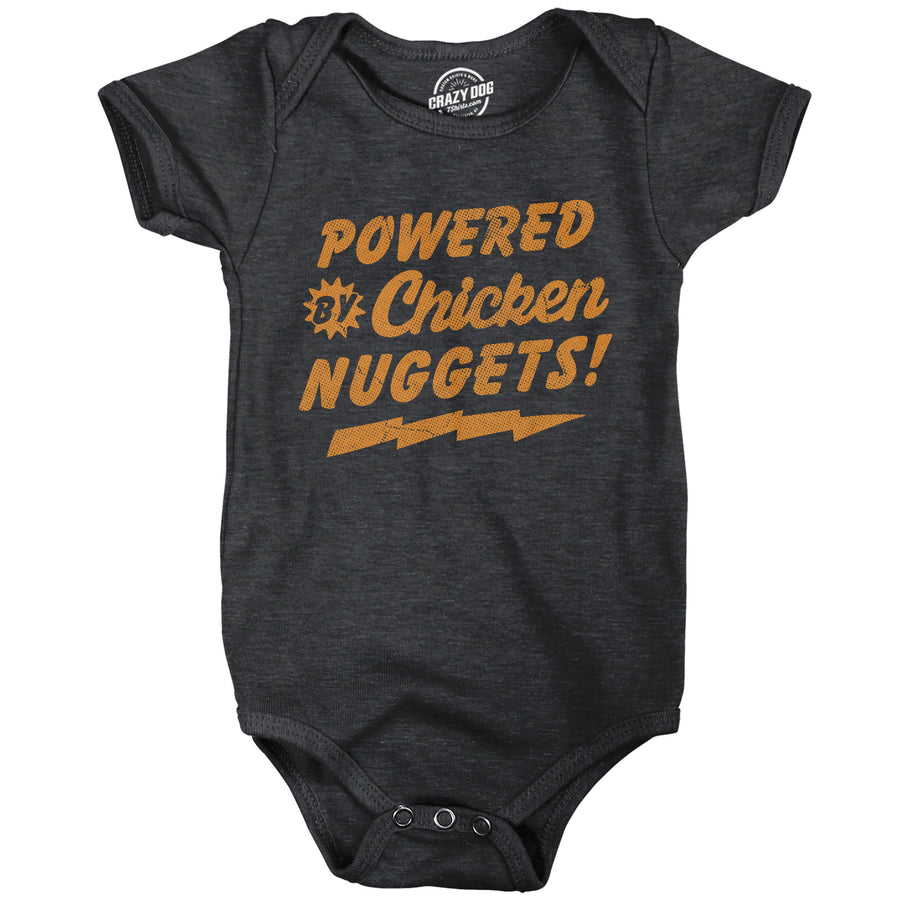 Funny Heather Black - Chicken Nuggets Powered By Chicken Nuggets Onesie Nerdy food sarcastic Tee
