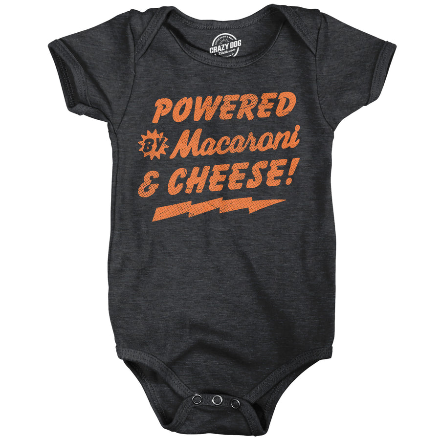 Funny Black - Mac And Cheese Powered By Macaroni And Cheese Onesie Nerdy food sarcastic Tee