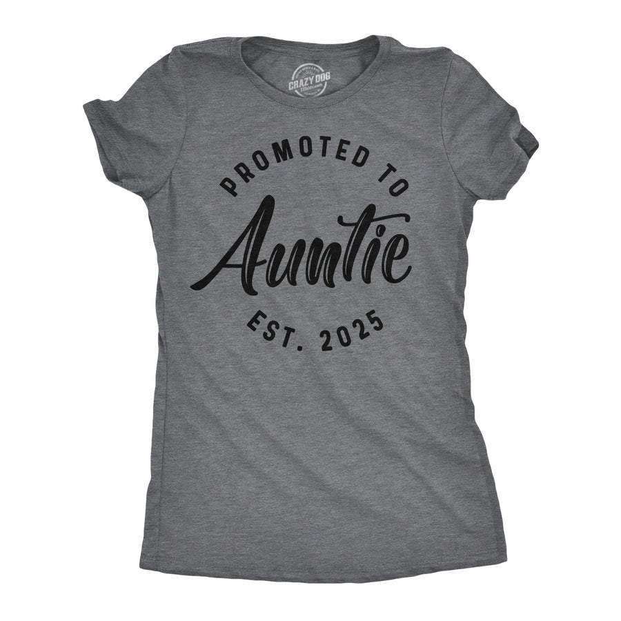 Funny Dark Heather Grey - 2025 Promoted To Auntie 2025 Womens T Shirt Nerdy Aunt Tee
