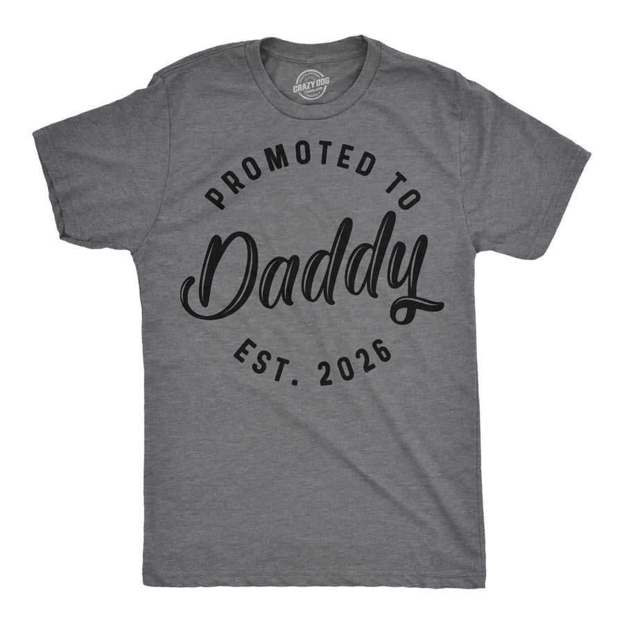 Funny Dark Heather Grey - 2026 Promoted To Daddy 2026 Mens T Shirt Nerdy Father's Day Tee