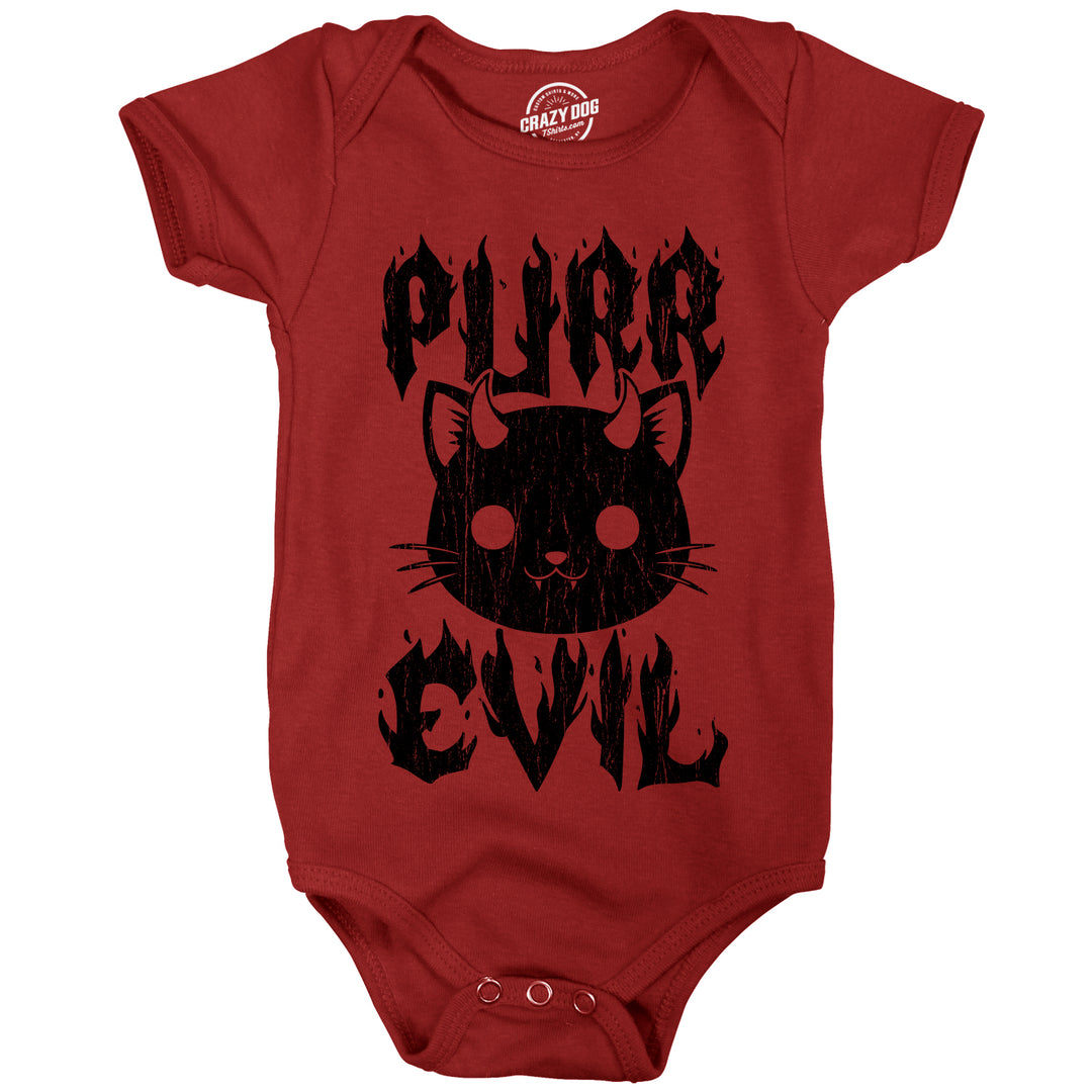 Funny Heather Red - Purr Evil Purr Evil Onesie Nerdy cat Tee