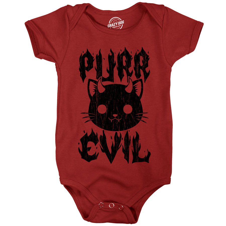 Funny Heather Red - Purr Evil Purr Evil Onesie Nerdy cat Tee
