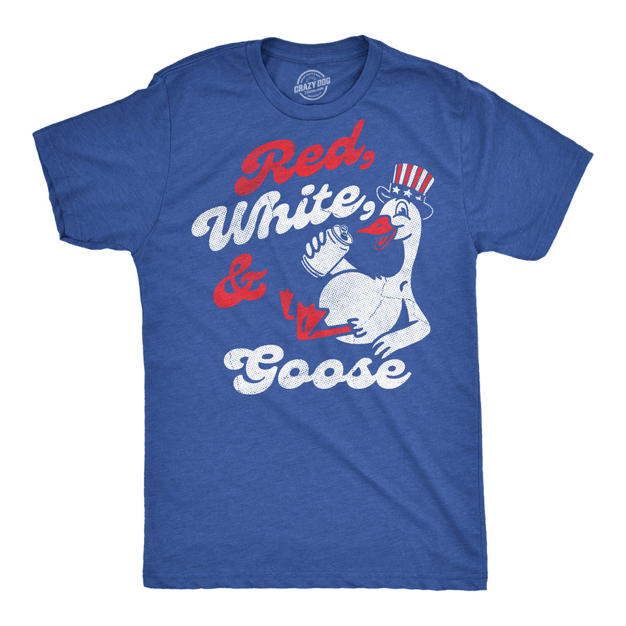 Funny Heather Royal - Red White Goose Red White And Goose Mens T Shirt Nerdy Fourth Of July animal sarcastic Tee