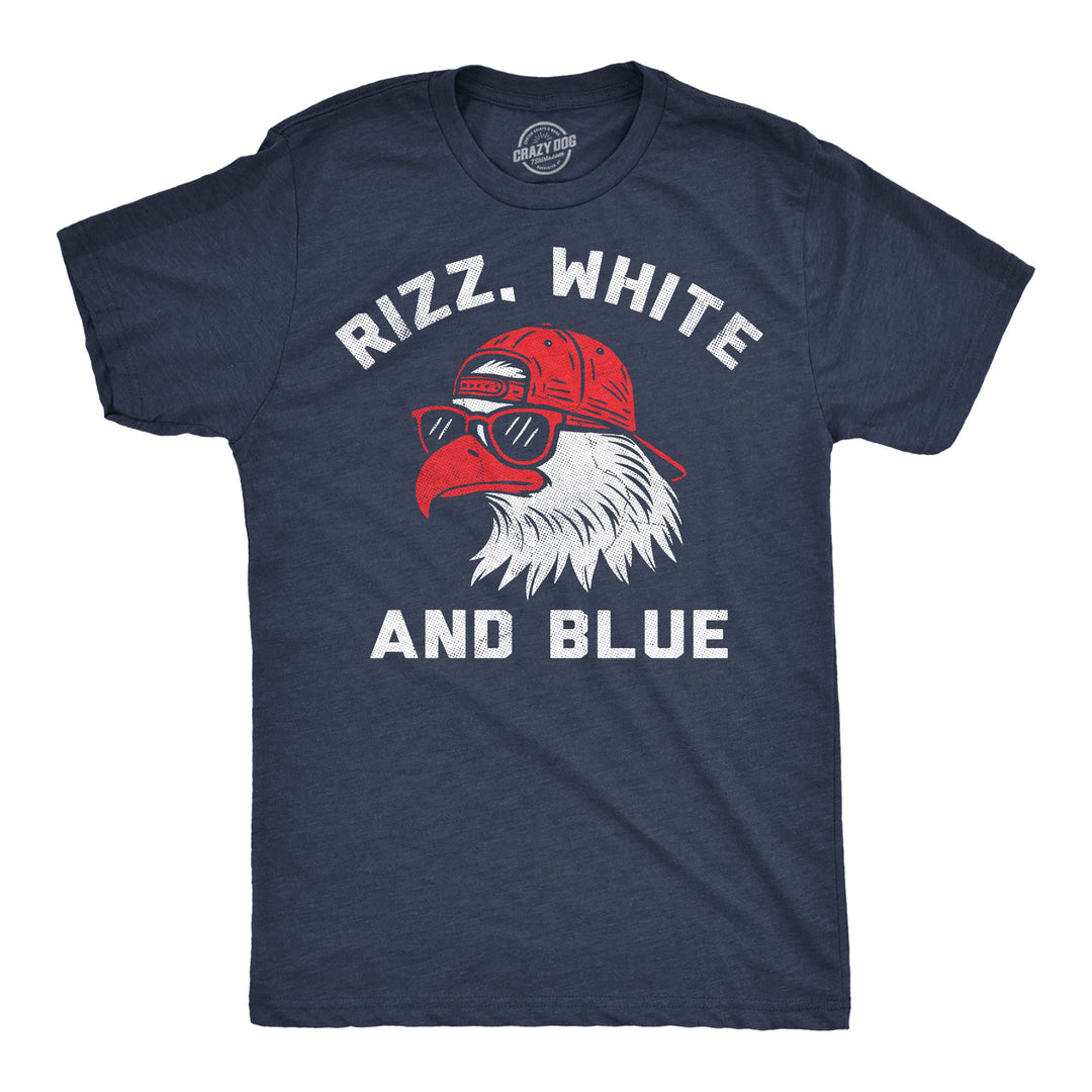 Funny Heather Navy - Rizz White Blue Rizz White And Blue Mens T Shirt Nerdy Fourth Of July sarcastic Tee