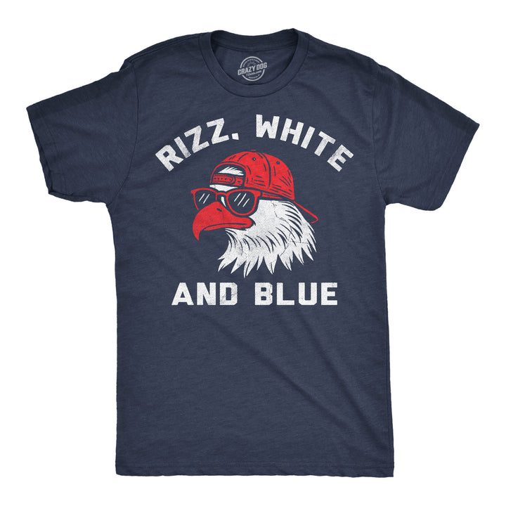 Funny Heather Navy - Rizz White Blue Rizz White And Blue Mens T Shirt Nerdy Fourth Of July sarcastic Tee