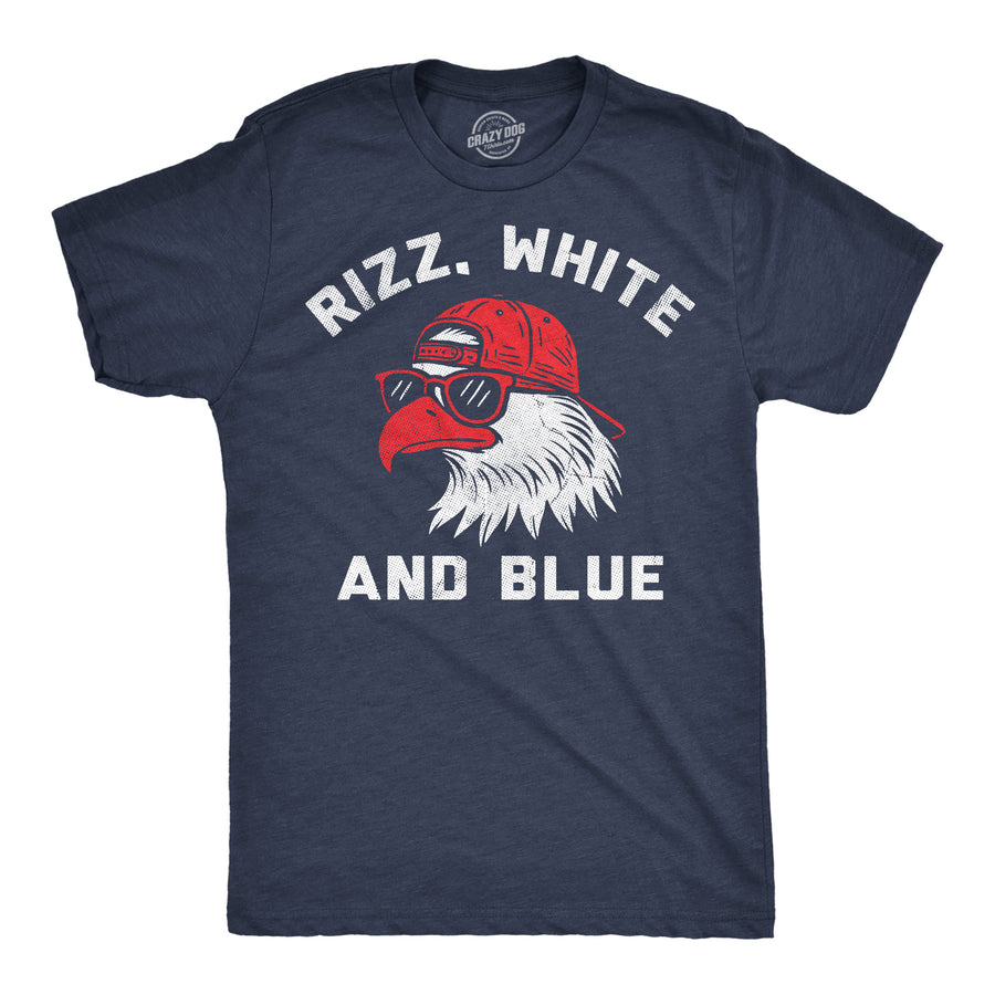 Funny Heather Navy - Rizz White Blue Rizz White And Blue Mens T Shirt Nerdy Fourth Of July sarcastic Tee
