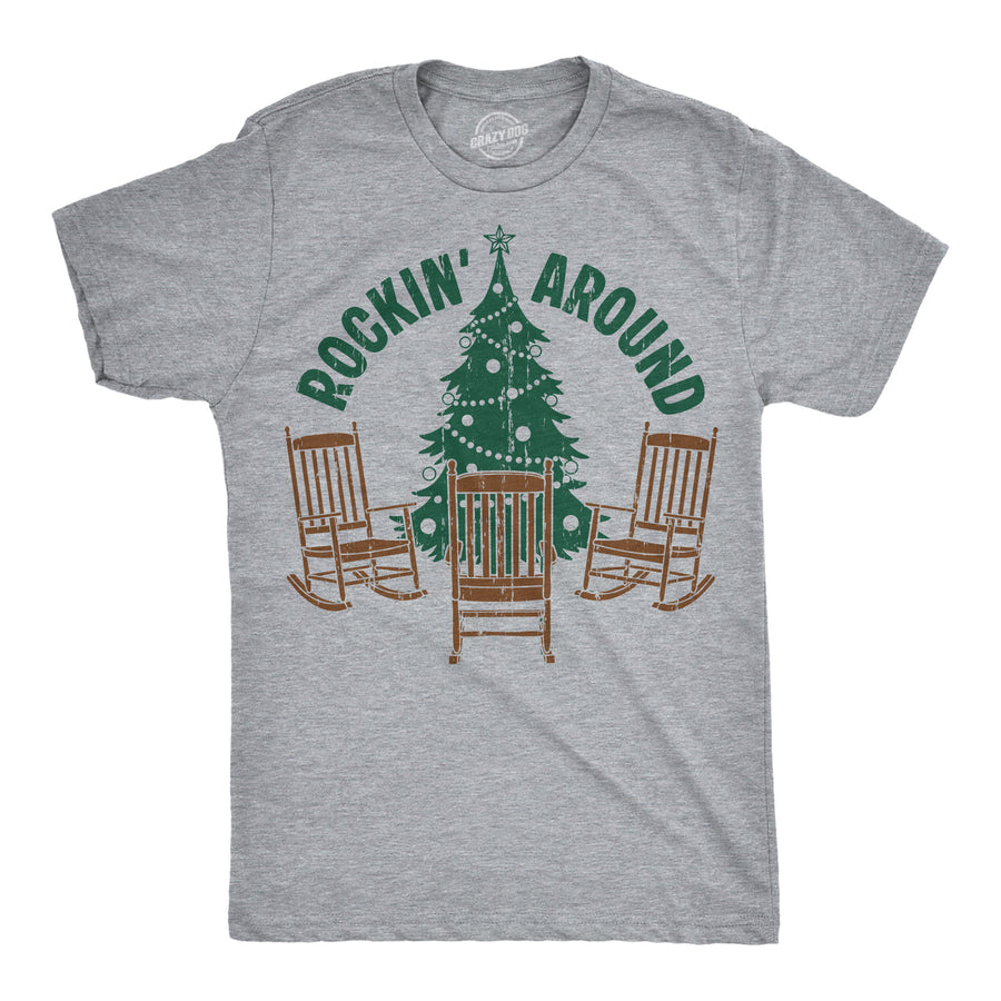 Funny Light Heather Grey - Rockin Around Rockin Around Mens T Shirt Nerdy Christmas Tee