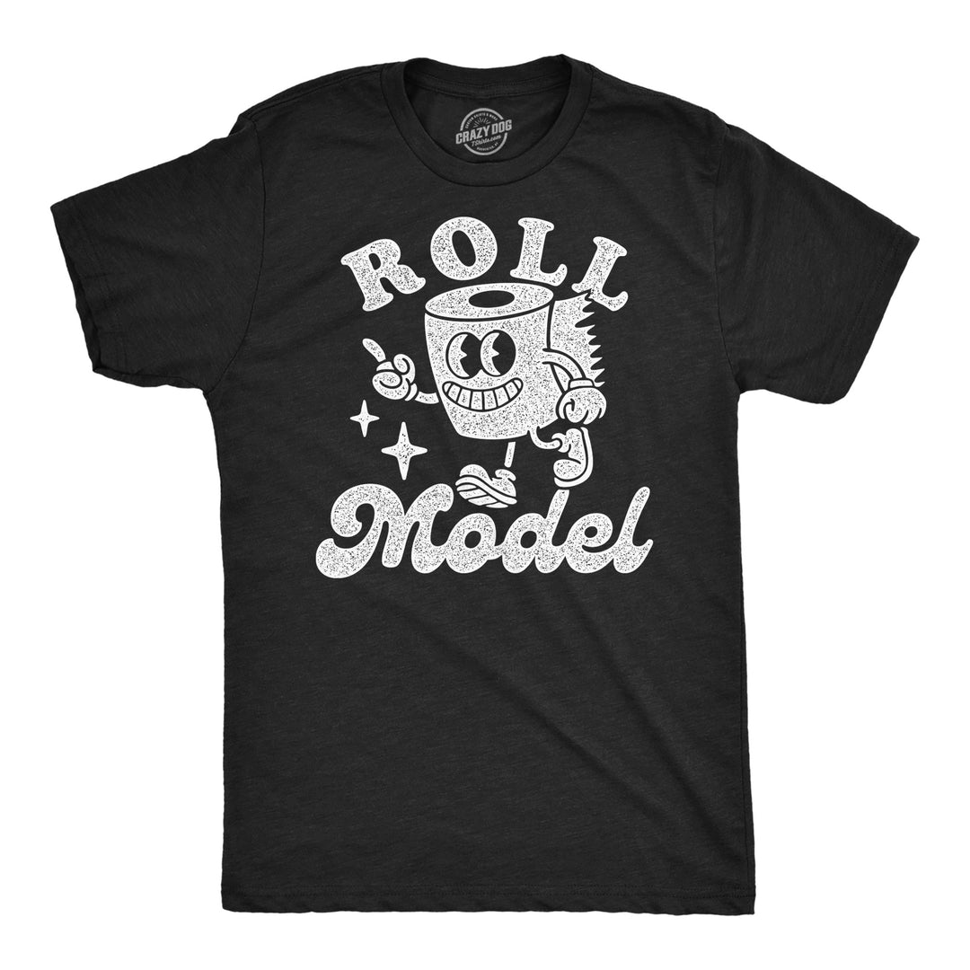 Funny Heather Black - Roll Model Roll Model Mens T Shirt Nerdy toilet Sarcastic Tee