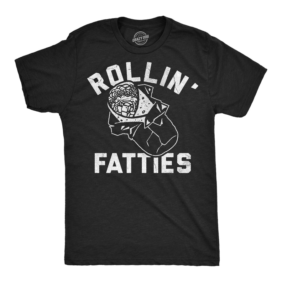 Funny Heather Black - Rollin Fatties Rollin Fatties Mens T Shirt Nerdy food sarcastic Tee