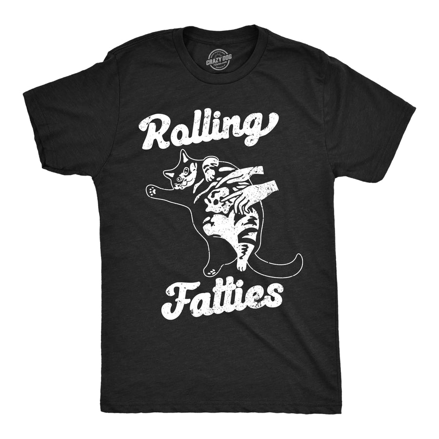 Funny Heather Black - Rolling Fatties Rolling Fatties Mens T Shirt Nerdy cat sarcastic Tee