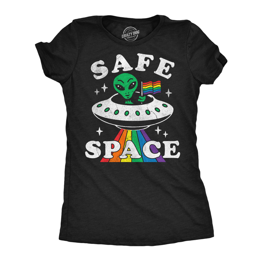 Funny Heather Black - Safe Space Safe Space Womens T Shirt Nerdy space sarcastic Tee