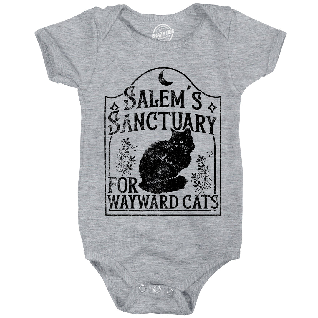 Funny Light Heather Grey - SALEMS Salems Sanctuary for Wayward Cats Onesie Nerdy Halloween Cat Tee
