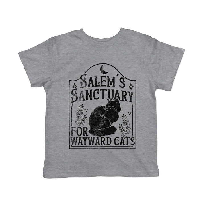 Funny Grey Salems Sanctuary for Wayward Cats Toddler T Shirt Nerdy Halloween Cat Tee