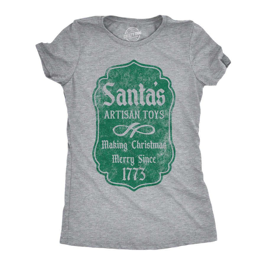 Funny Light Heather Grey - Santas Artisan Toys Santas Artisan Toys Womens T Shirt Nerdy Christmas Tee