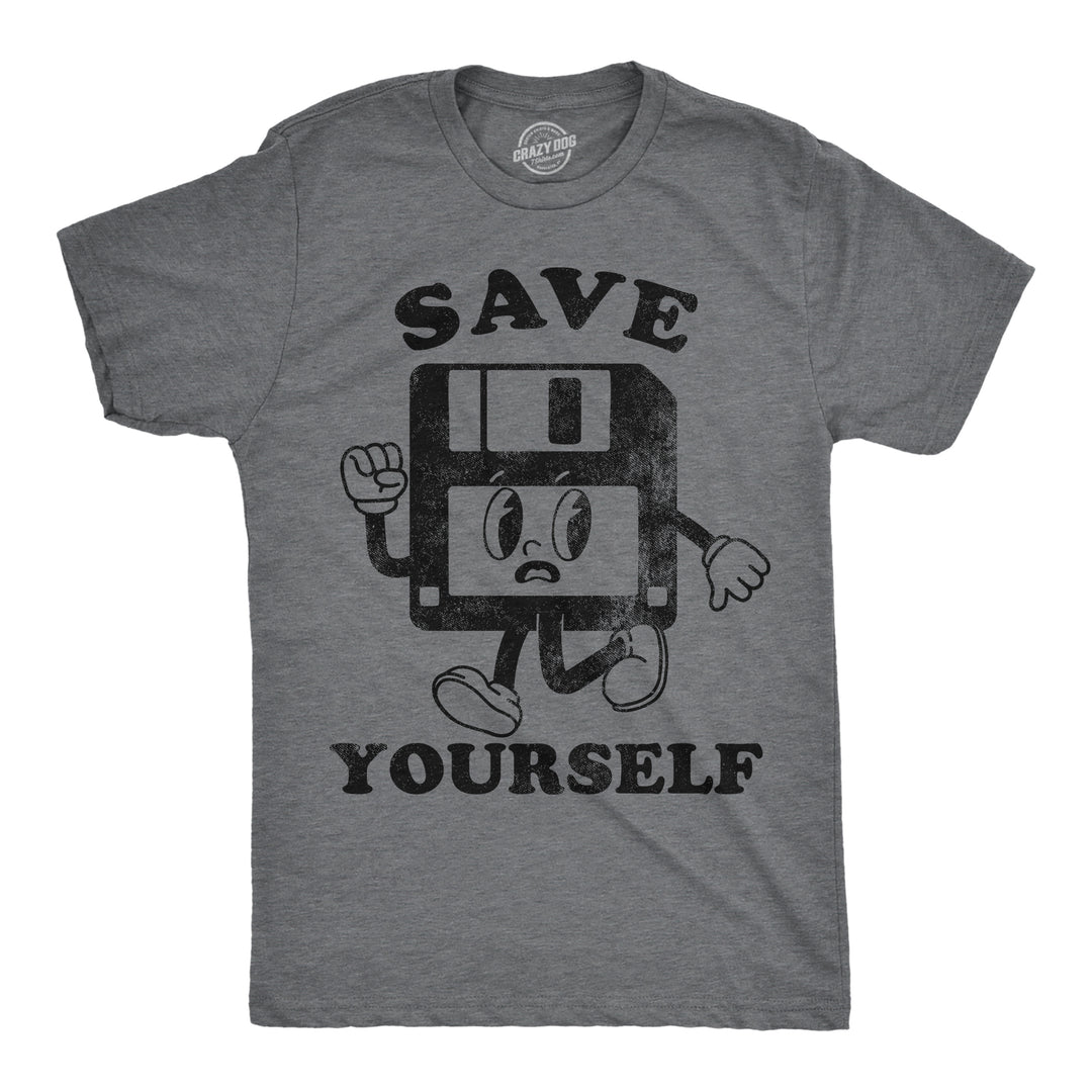 Funny Dark Heather Grey - Save Yourself Save Yourself Mens T Shirt Nerdy retro sarcastic Tee