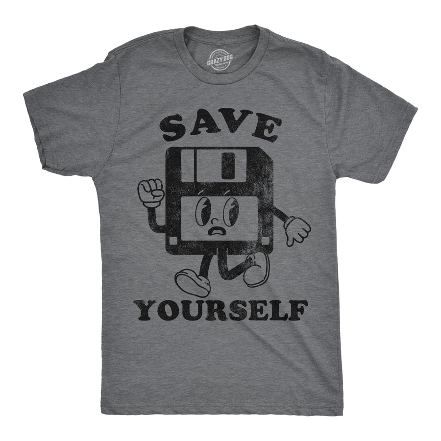 Funny Dark Heather Grey - Save Yourself Save Yourself Mens T Shirt Nerdy retro sarcastic Tee