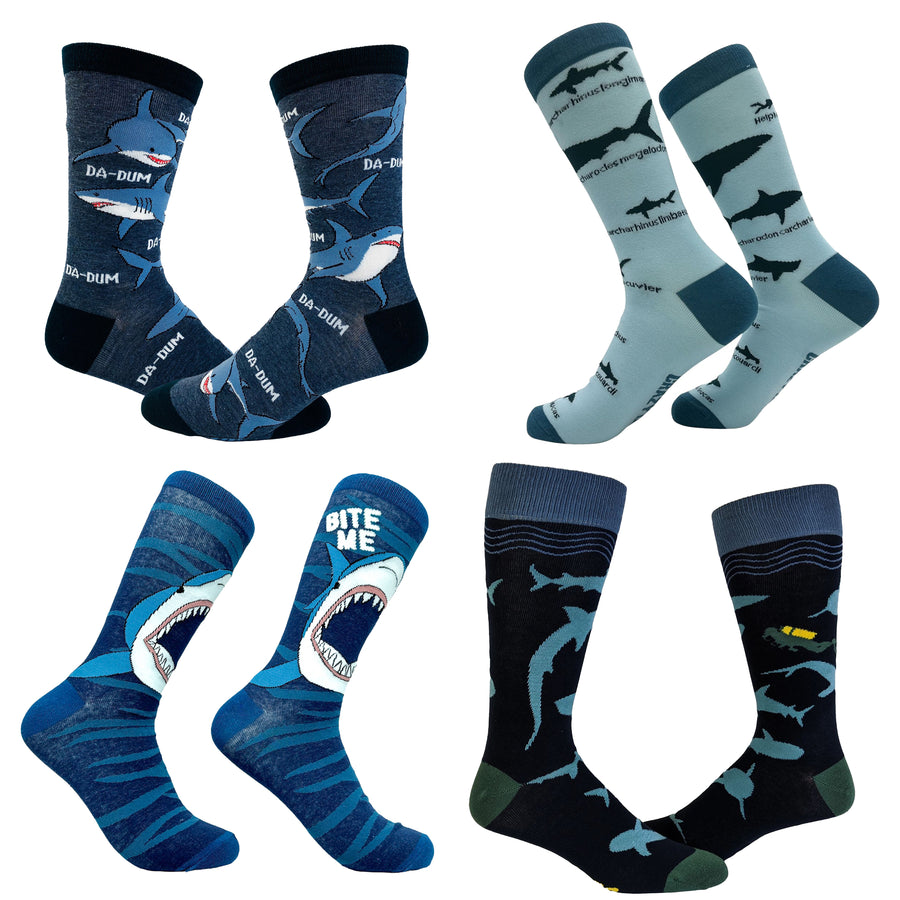 Funny Shark 4 Pack Sock Nerdy Shark Week Tee