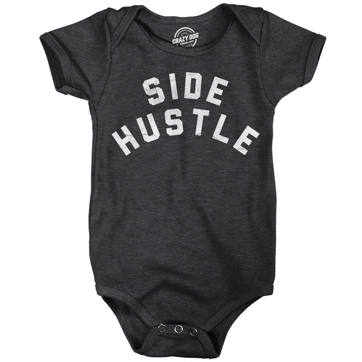 Funny Heather Black - Side Hustle Side Hustle Onesie Nerdy sarcastic Tee