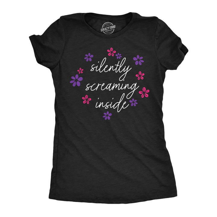 Funny Heather Black - Silently Screaming Inside Silently Screaming Inside Womens T Shirt Nerdy mental Tee