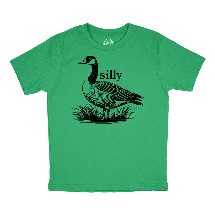Funny Heather Green - Silly Goose Silly Goose Youth T Shirt Nerdy animal Tee