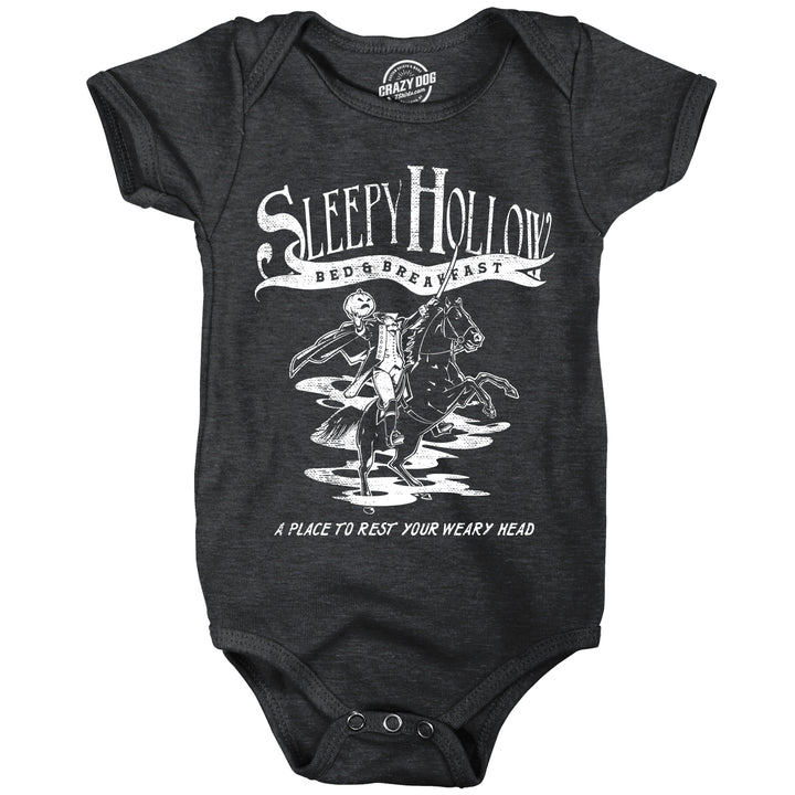 Funny Heather Black - SLEEPYHOLLOW Sleepy Hollow Bed and Breakfast Onesie Nerdy Halloween Tee