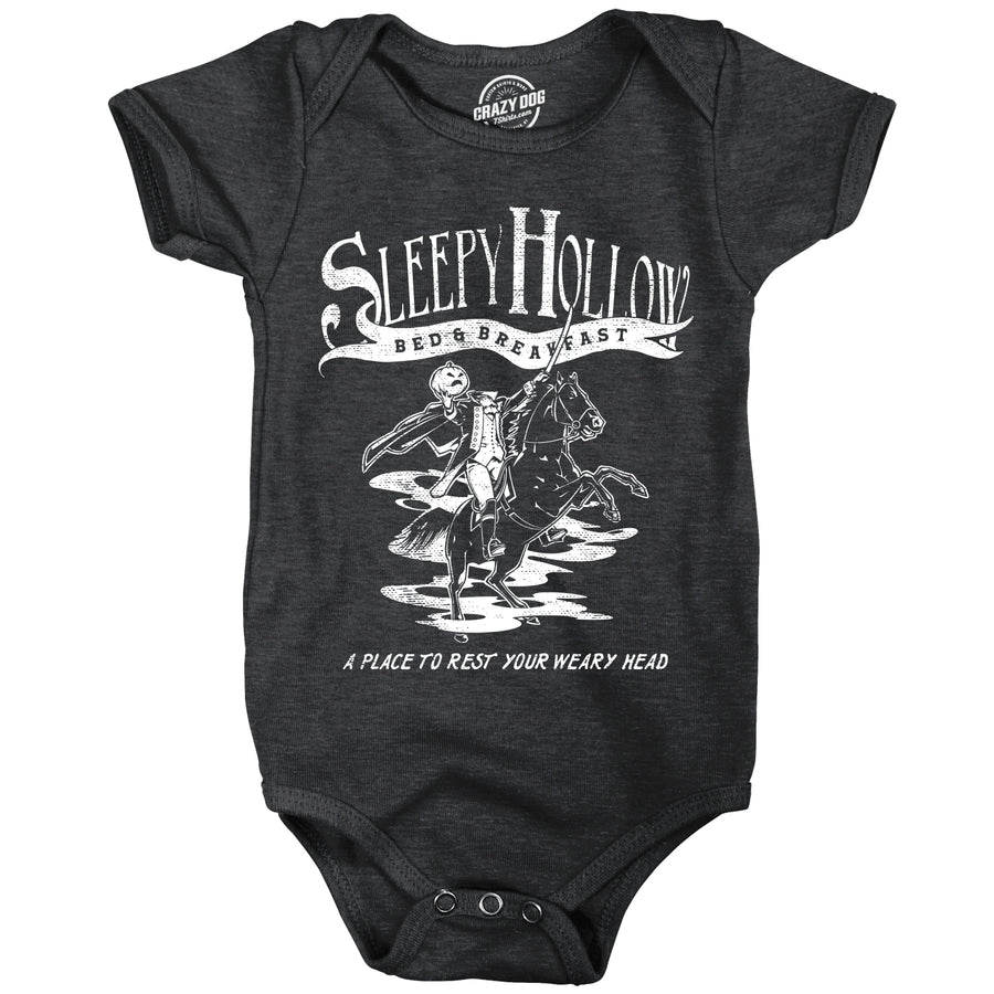 Funny Heather Black - SLEEPYHOLLOW Sleepy Hollow Bed and Breakfast Onesie Nerdy Halloween Tee