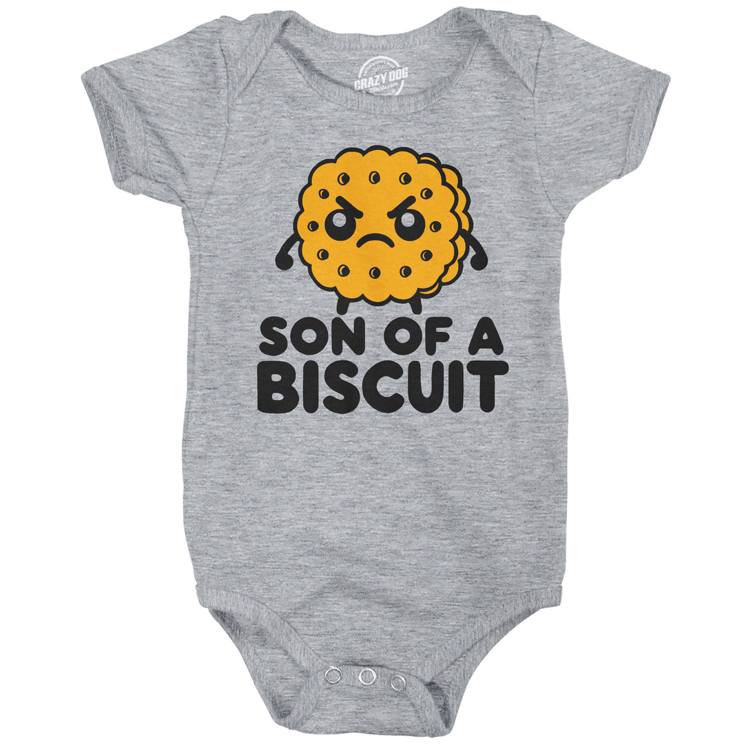 Funny Light Heather Grey - Son Biscuit Son Of A Biscuit Onesie Nerdy food Tee