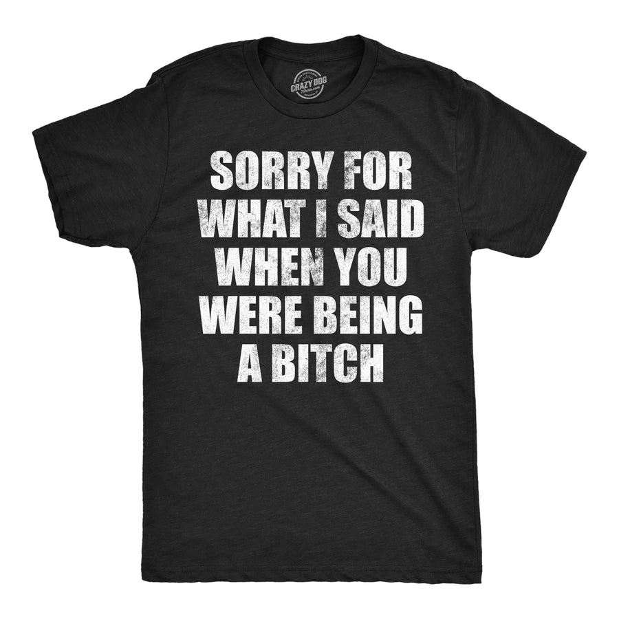 Funny Heather Black - Sorry Said Bitch Sorry For What I Said When You Were A Bitch Mens T Shirt Nerdy sarcastic Tee