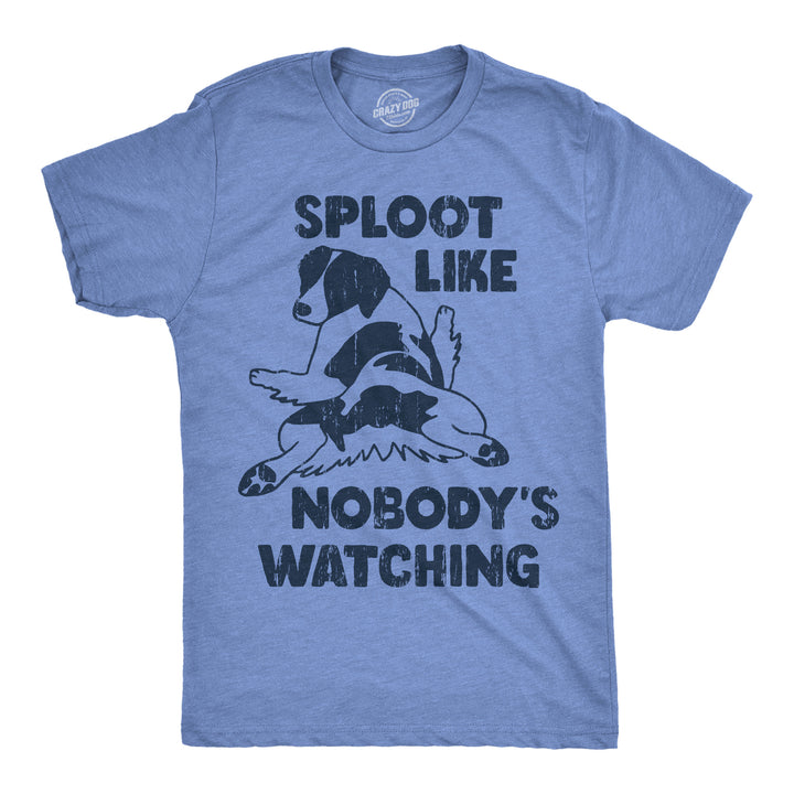 Funny Light Heather Blue - Sploot Sploot Like Nobodys Watching Mens T Shirt Nerdy dog sarcastic Tee